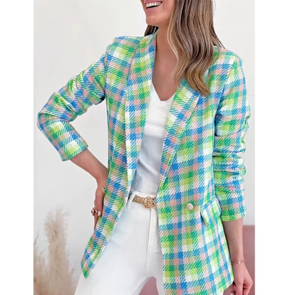 Women Plaid Jacket Coat - Image 3