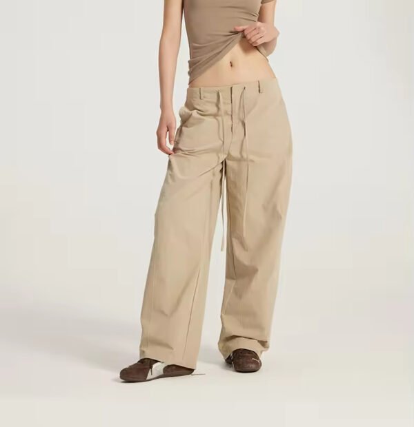 Causal Pants Breathable Wide Leg Mid-rise Cargo Trousers