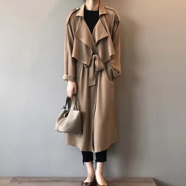 Women Long Original Stand Collar Trench Coat