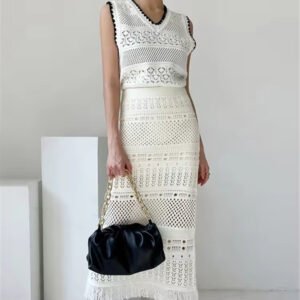 Knitwear Manufacturers Custom Summer White Cutout Knit Beach Skirt