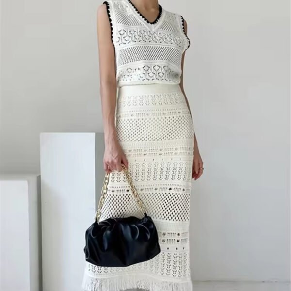 Knitwear Manufacturers Custom Summer White Cutout Knit Beach Skirt