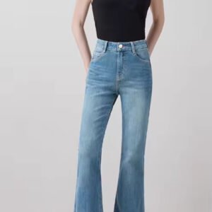 Women's Blue 2025 Spring Autumn Vintage Flared Slim Pants