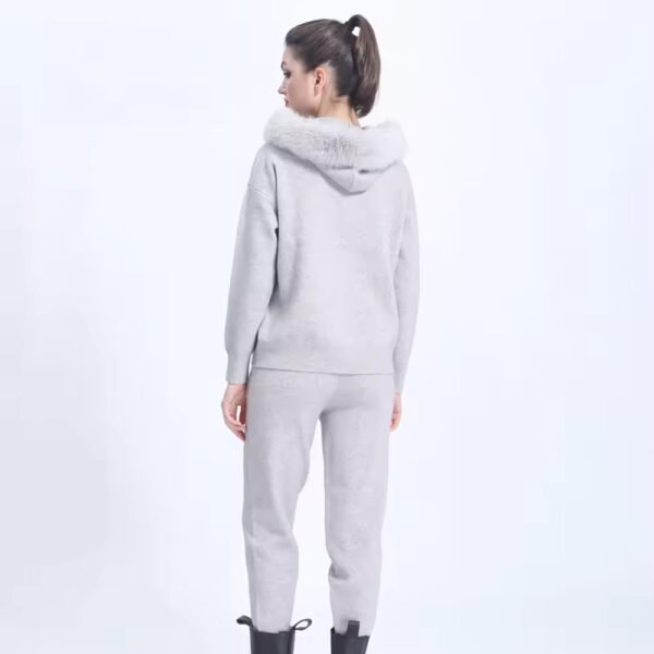 Janefur Women's Fashion Long Sleeve Pure Color Warm Tracksuit Set - Image 2
