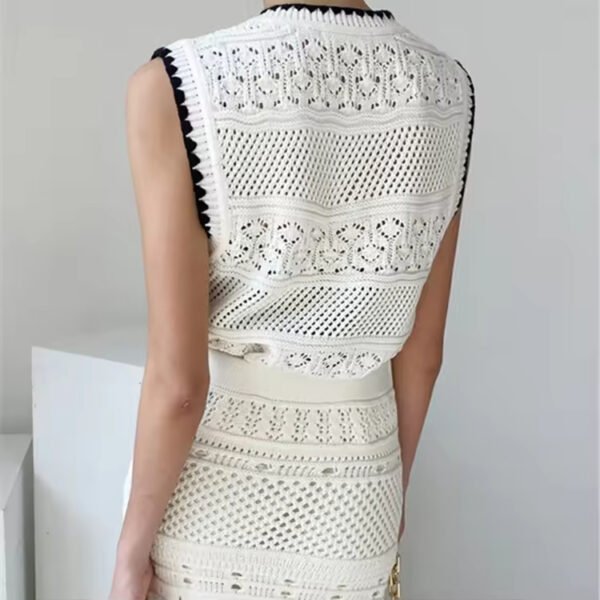 Knitwear Manufacturers Custom Summer White Cutout Knit Beach Skirt - Image 2