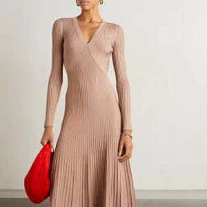 Maxi Dresses Rib Knit Sweater Casual Dress